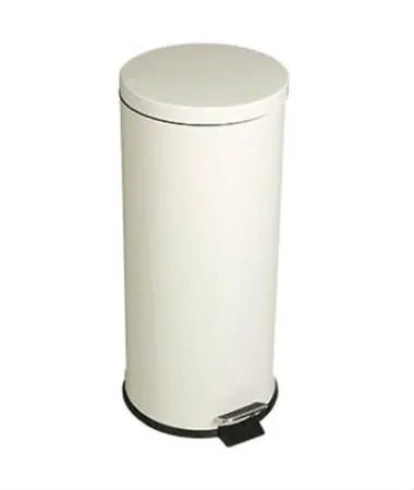 Pedaleimer, weiss lackierter Stahl, mit auslaufsicherem Inneneimer, 30,3 L
